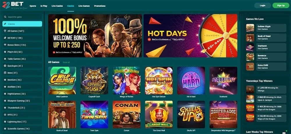 22BET casino ✓ Reviews and player ...